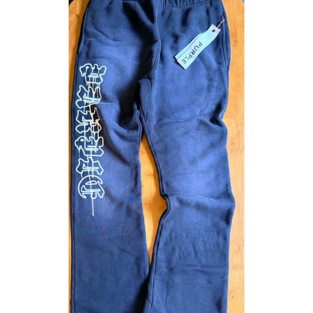 Purple Brand Mens Graffiti Graphic Fleece Sweatpants Black XL